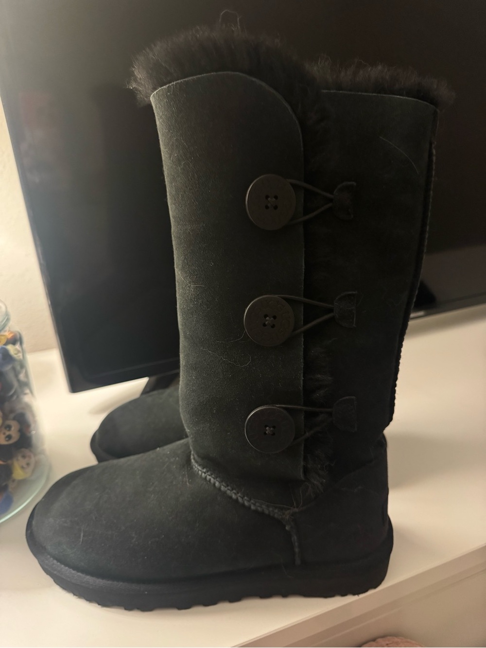 UGG Black Button-Accent Tall Winter Boot